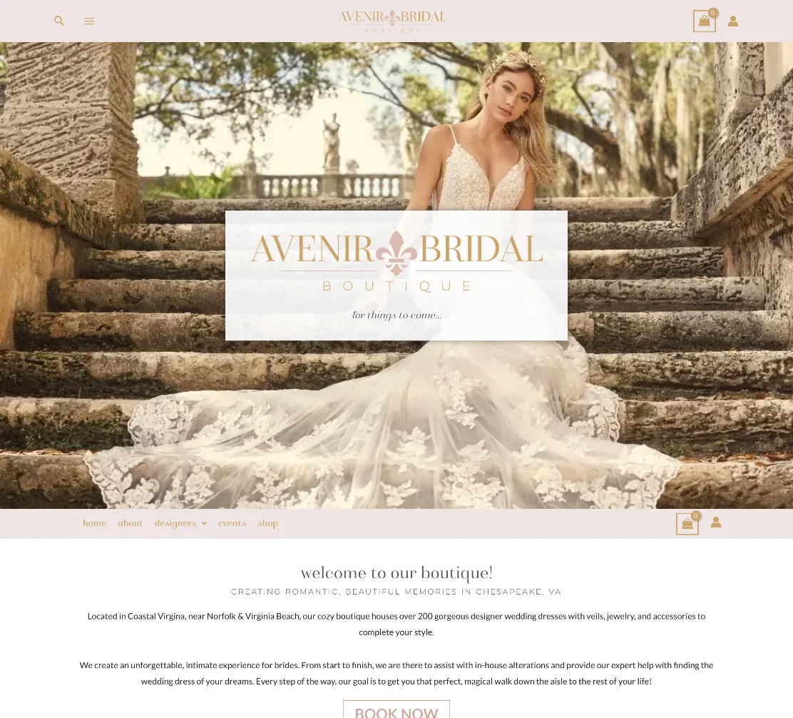 Avenir Bridal Boutique Website