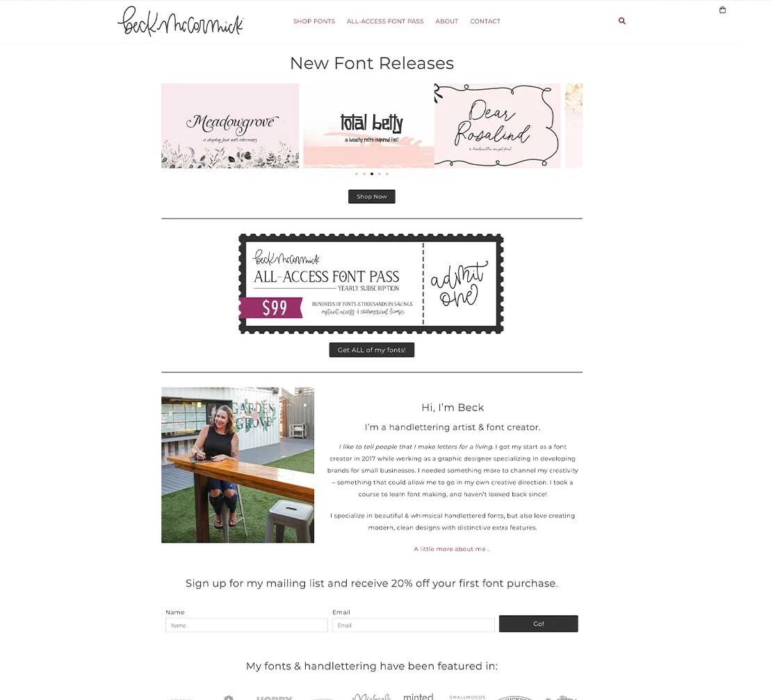 Beck McCormick Fonts Website